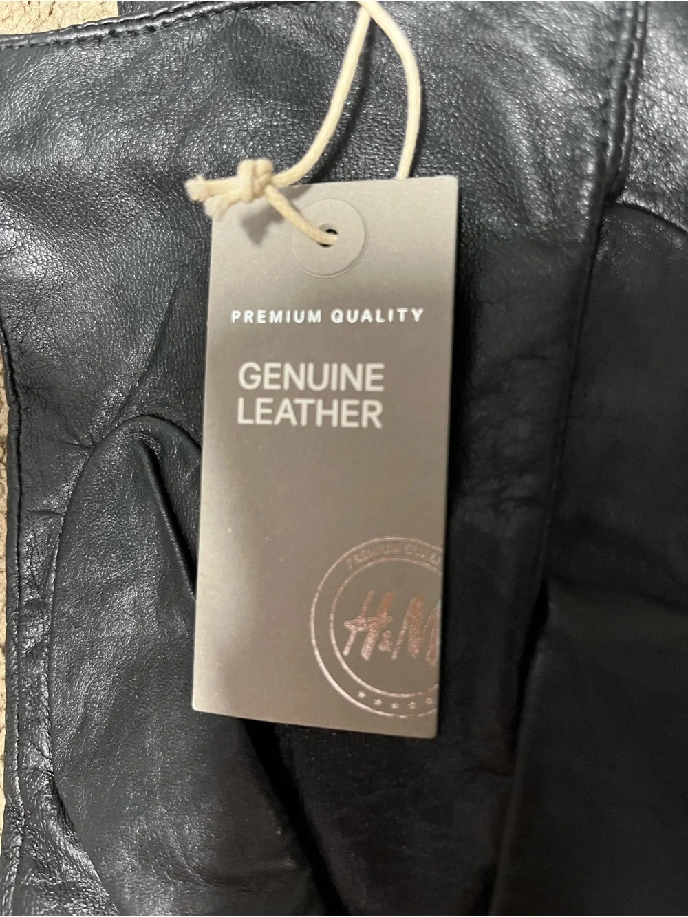 H&M Men's Black Genuine Leather Gloves